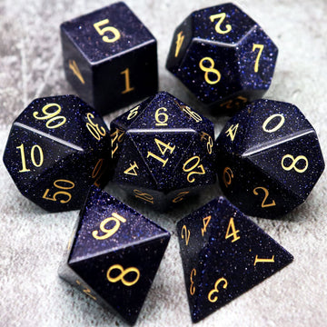 Haxtec Blue Sandstone Gemstone Dice Polyhedral Dnd Dice Set With Dice Case D&D Dungeons And Dragons Ttrpg Dnd Master Gift