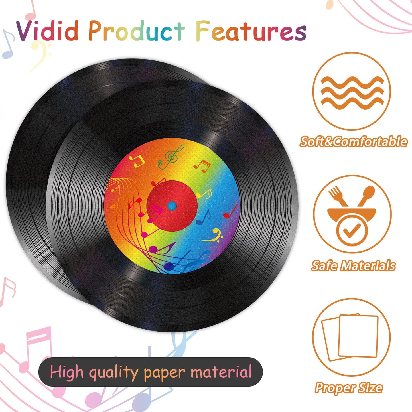 100 Pcs Vinyl Record Themed Napkins 50'S Theme Party Decorations For 1950'S Music Birthday Rock Party Supplies Back To 50S Rock Paper Napkins Music Roll Party Favors Throwback Retro