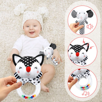 XIXILAND Baby Rattles for 0-6 Months - Soft Sensory Toys for Infants, Brain Development, Perfect Newborn Shower Gift