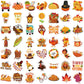 Xzentira 100 Pcs Thanksgiving Stickers Fall Cute Waterproof Vinyl Gift Stickers For Water Bottles, Cards, Scrapbooking, Happy Th