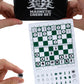 We Games Mini Magnetic Travel Chess Set – 6” Compact Foldable Board With Durable Vinyl Design Pieces - Indoor & Outdoor Magnetic Chess Game - Extra Queens Included, White Logo