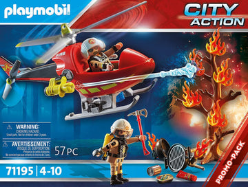 Playmobil 71195 City Action Fire Helicopter, Air-Based Playset With Firing Cannon, Fun Imaginative Role-Play, Playset Suitable For Children Ages 4+