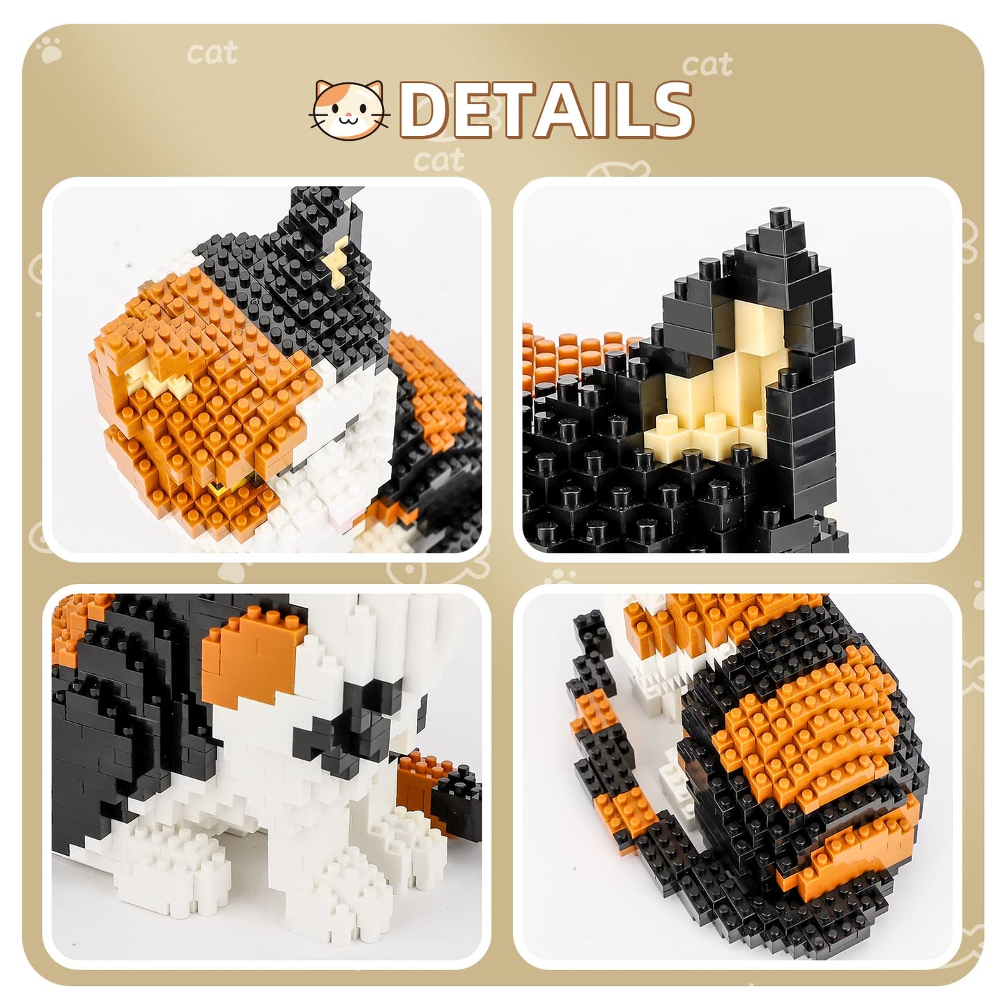 Qlt Qiaoletong Cat Mini Building Blocks Cute Animals Sets For Goodie Bags, 1300 Pcs Micro Mini Building Toy Diy 3D Bricks Kit For Adults, Party Favors For Kids, Birthday Gift For Boys Girls