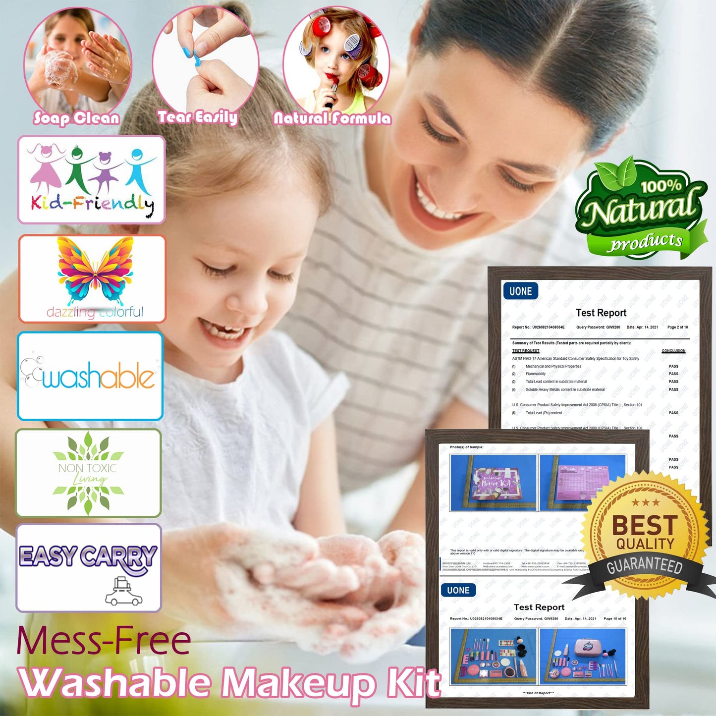 HERAPFANN Kids Washable Makeup kit for Girl - Kids Makeup Kit Toys for Girls Little Girls Makeup Kit, Toddler & Non-Toxic Make U