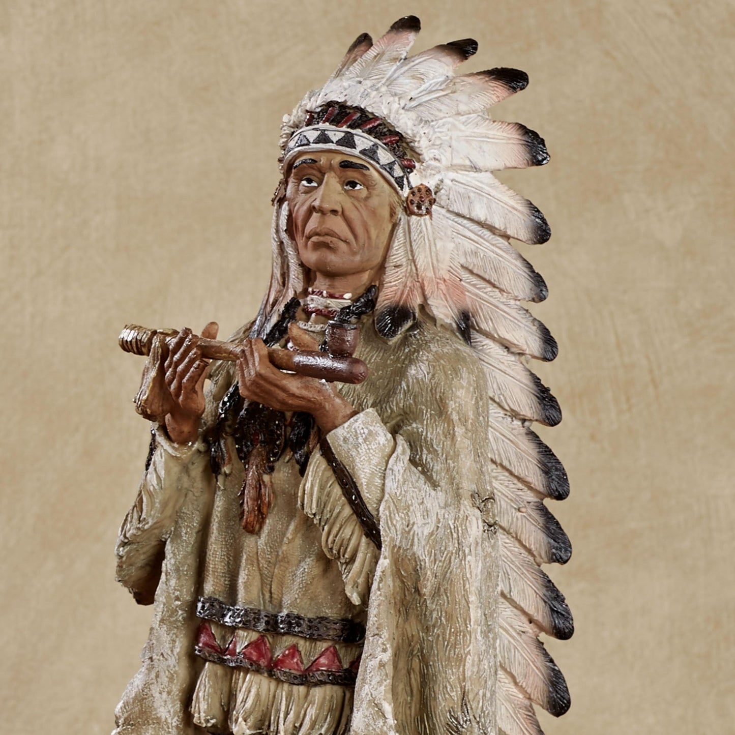 Touch of Class Native American Figurines Set of 2 - Multi Earth Tones Resin Decor for Living Room, Office Desk - Tribal Chief & Woman
