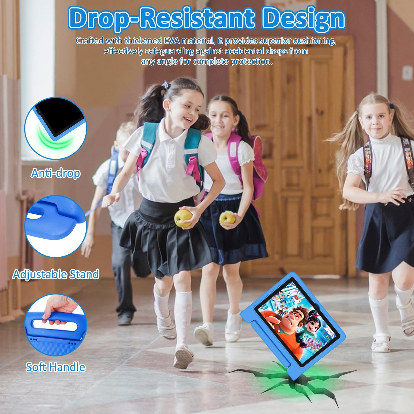 Nrkdubq Tablet For Kids, 10.1 Inch Ips Hd Touchscreen Android 14 64 Gb Storage, 8Gb Ram, Octa Core Kids Tablet, Parental Control