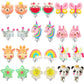 PinkSheep Bling Clip On Earrings for Little Girls - Unicorn, Ladybug & Cake Designs, 12 Pairs