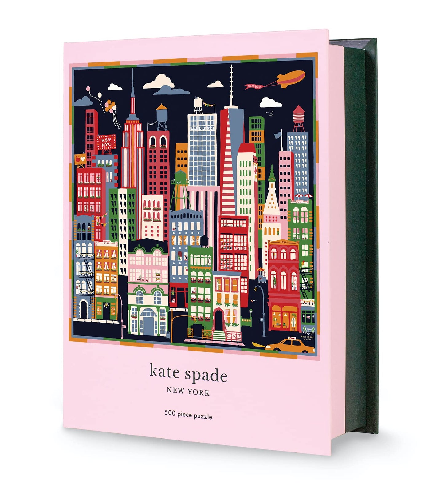 Kate Spade New York 500 Piece Puzzle, 22"x22", Paper, City That Never Sleeps, Model KS226830, Includes Storage Box