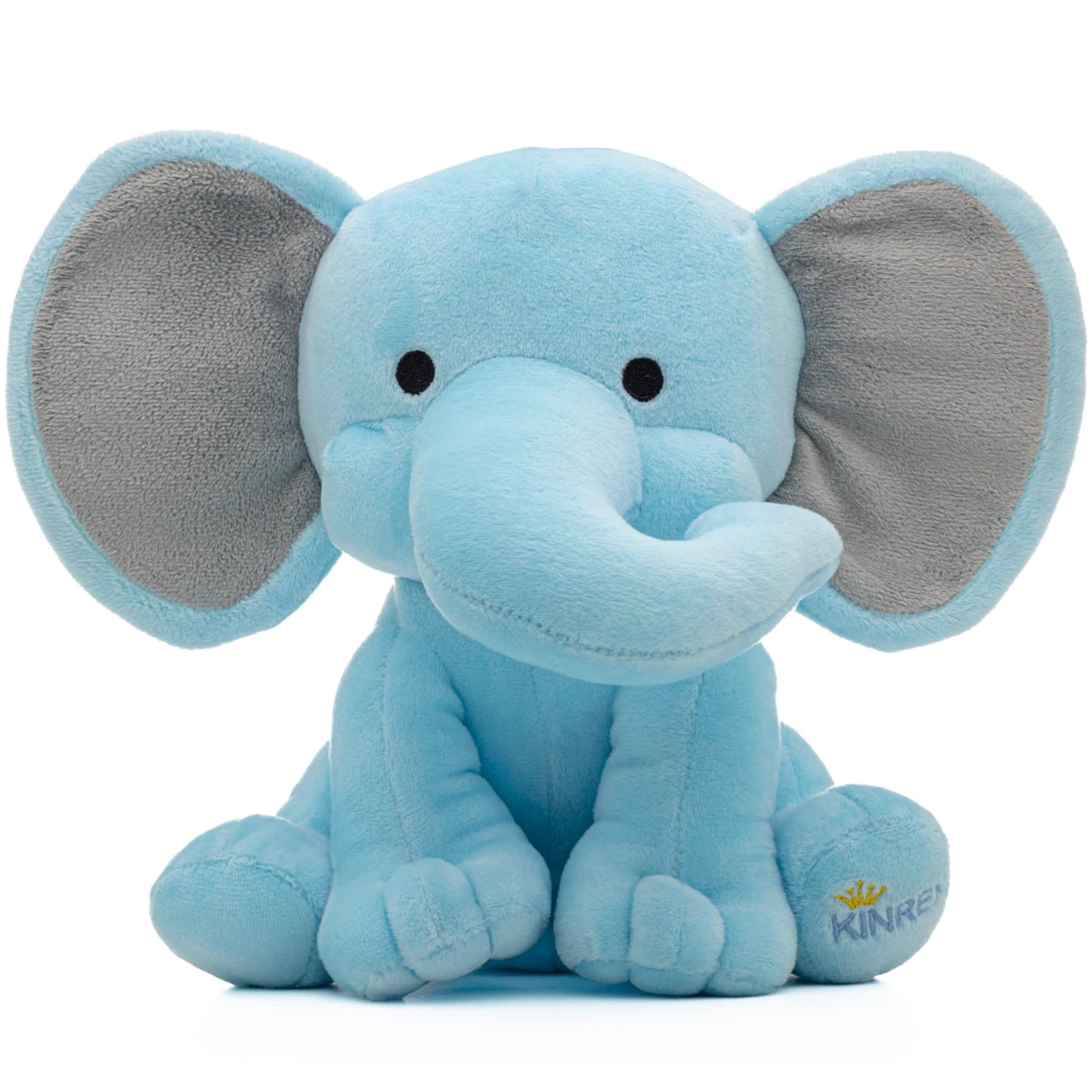 Kinrex Elephant Stuffed Animals - Stuff Animal Plush Toy For Babies Girls Boys, Elephants Plushie Teddy Bear Toys For Birth Stats Baby Shower Infant Newborn Boy & Girl, Blue Measures 9 Inches