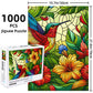 Coastal Rose Stained Glass 1000 Piece Puzzle - Hard Flower Jigsaw, 19.68 x 27.56 in, Cardboard, Hummingbird in Grass