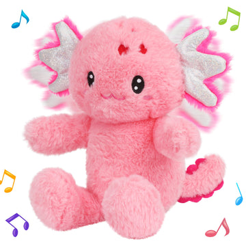 Cuteoy Talking Axolotl Repeat What You Say Musical Stuffed Animal Shaking Singing Plush Toy Electric Interactive Animated Salamander Plushies For Kids Girls Boys Birthday