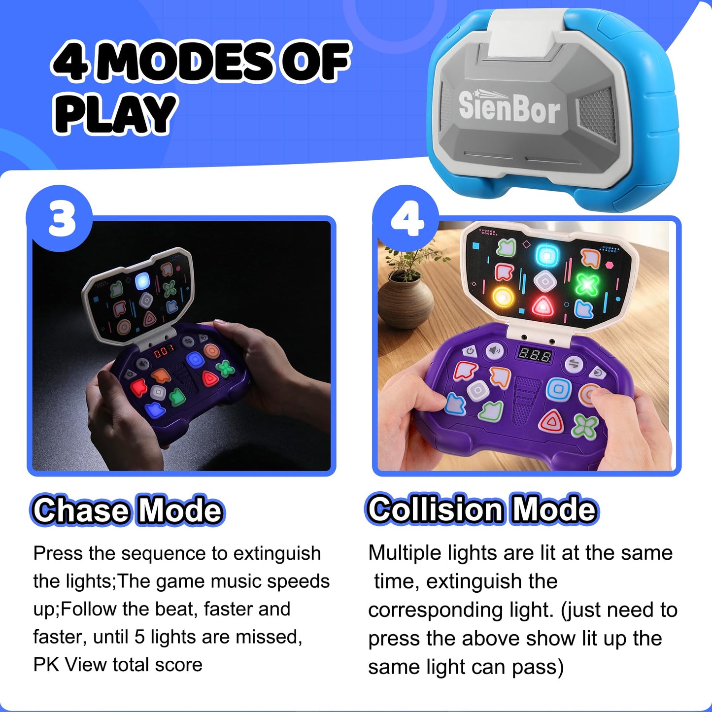 Sienbor Fast Push Game 4 Modes Screen Handheld Dance Game Machine, Memory Training Games Toy, Girl Adhd Toys,Birthday Gifts For