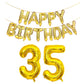 SHUNTAI 35th Birthday Decorations - Gold Jumbo 53 Foil Mylar Balloons with Happy Birthday Banner for 35 Years Old Theme Party Supplies