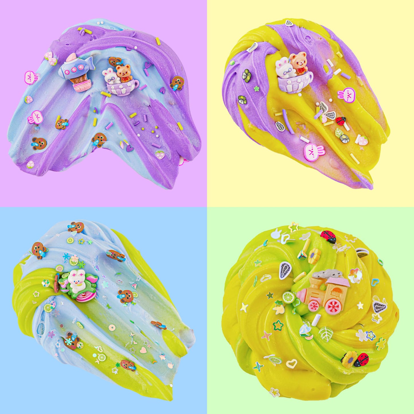 4 Pack Butter Slime, Super Soft & Non-Sticky Amusement Park Slime Kit For Girls & Boys, Slime Party Favors For Kids, Textures Se