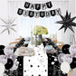 Silver And Black Birthday Decorations For Men Women Boys Girls 80 Pcs White Black And Silver Party Decorations Happy Birthday Backdrop Banner Confetti Star White Silver Black Balloon Arch Tablecloth