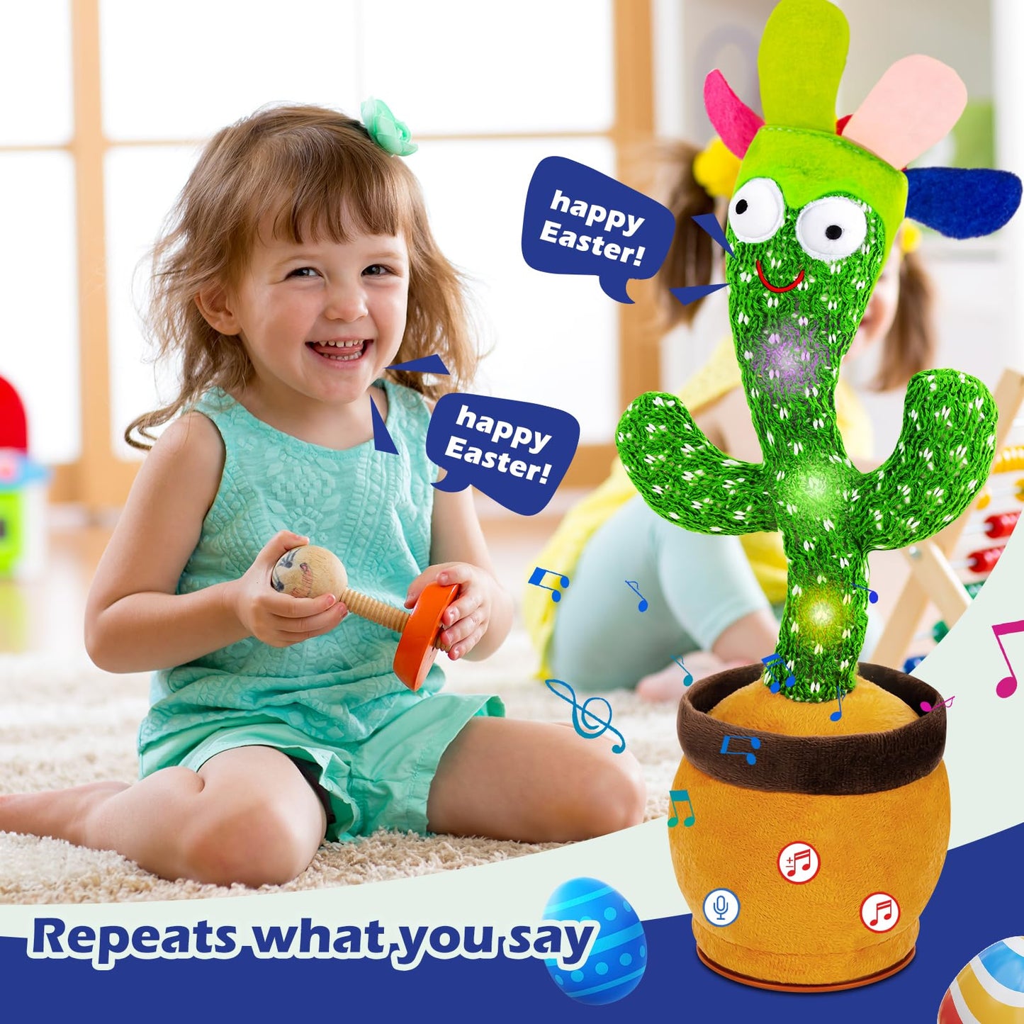 Ayeboovi Dancing Talking Cactus Toy for Kids, Adjustable Volume, Singing & Mimicking Cactus with Recording and Repeating Feature