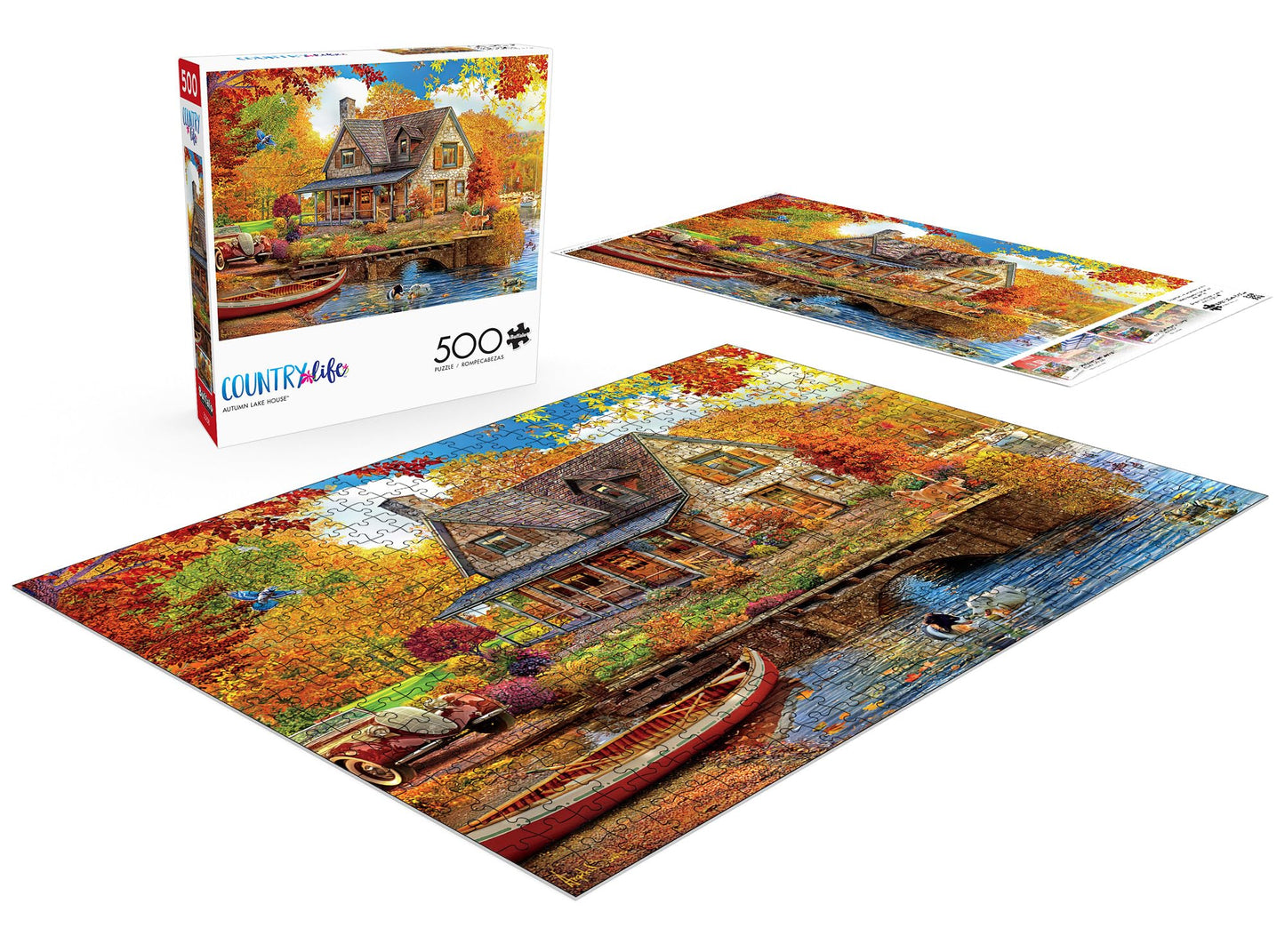 Buffalo Games 500-Piece Jigsaw Puzzle - Autumn Lake House - Large Multicolor - Model 33263 - Perfect for Game Nights