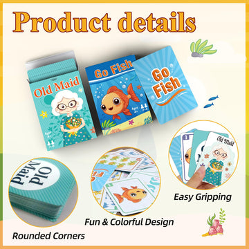 Card Games,Go Fish,Old Maid Card Game For Kids Toddler,2 Decks Of Classic Fun Card Game For Game Nights And Family Gatherings,Gr
