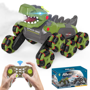 8WD RC Stunt Car Toys for Kids,2.4Ghz Remote Control Dinosaur toys 360 Rotating Changeable RC Stunt Dinosaur Remote Control Dino