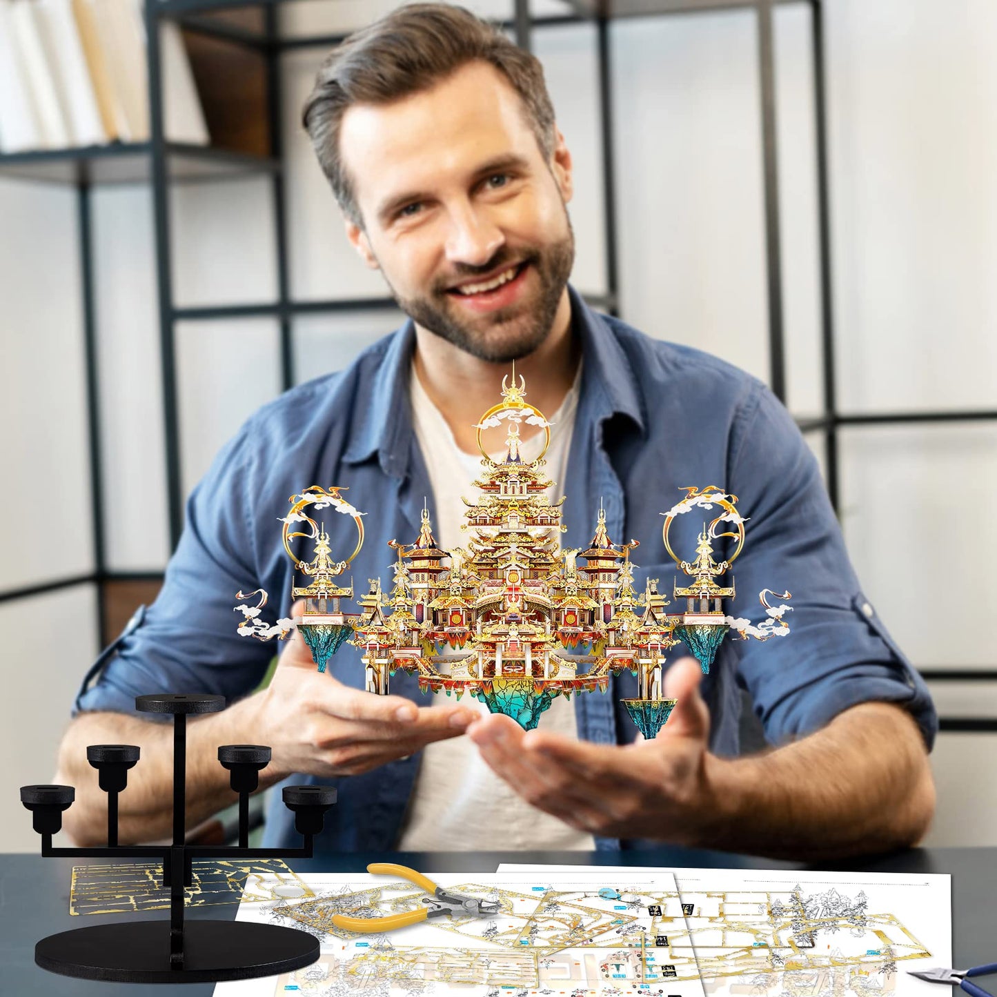 Piececool 3D Metal Asian Puzzles Model Kits- Lingxiao Palace Metal Building Kits For Adults, Brain Teaser Puzzle Diy Handcraft B