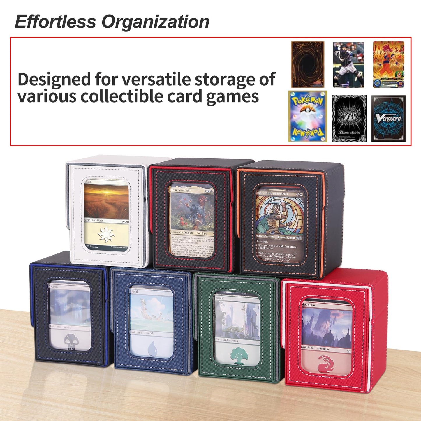 Afiing Mtg Deck Box For Commander Display,Card Deck Box Fits 60+ Double Sleeved Cards Or 100+Single Sleeved Cards, Magic Command