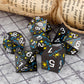 PJOY Metal Dice Set D&D Star DND Dice Set Polyhedral Dice for RPG Role Playing Games Dungeons and Dragons TTRPG Black Yellow Blu