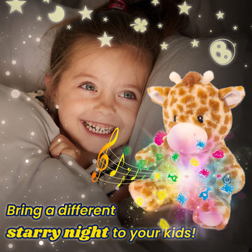 Cuteoy Plush Giraffe Star Projector Musical Adjustable Singing Night Light Stuffed Animals Glowing Plushies Toy Gifts For Kids Birthday Easter Christmas,12''