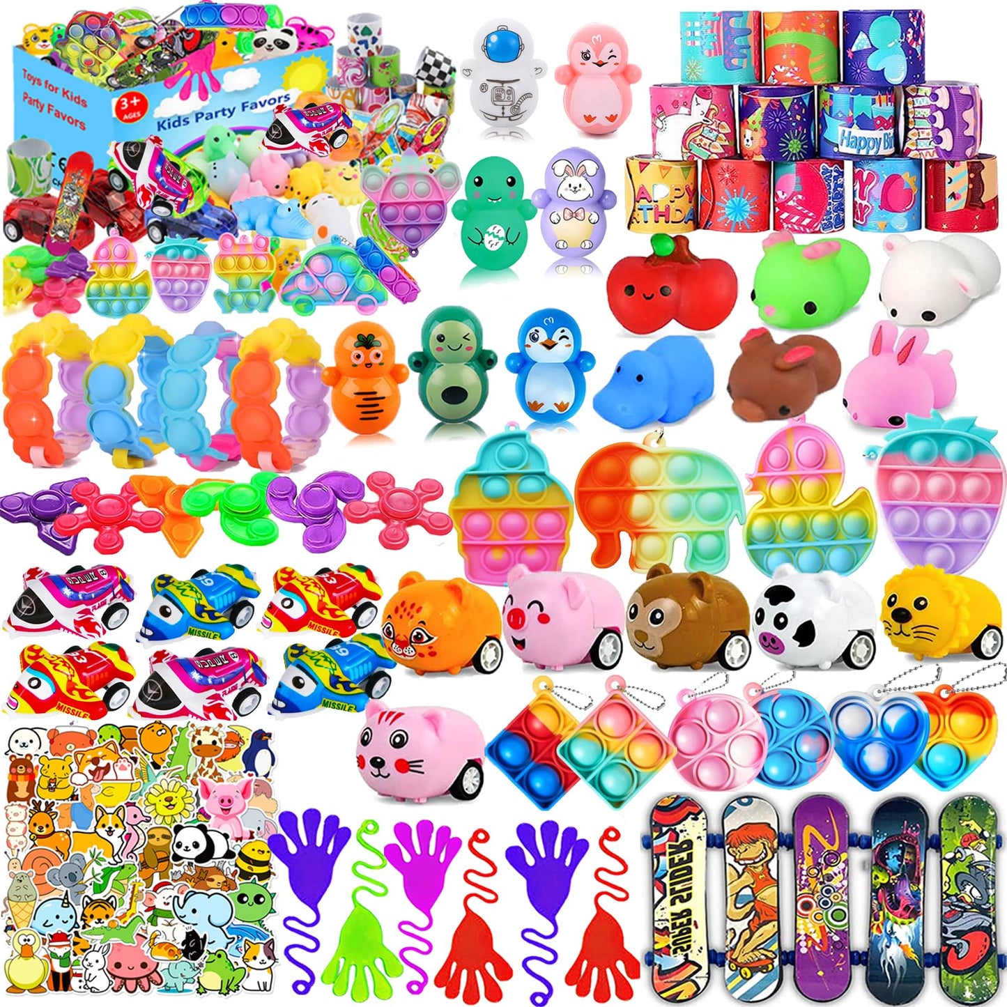 Aowrebu 117 Pcs Party Favors Toys For Kids 4-8 8-12, Pop Fidget Toys, Treasure Box Toys For Classroom, Pinata Filler, Goodie Bag