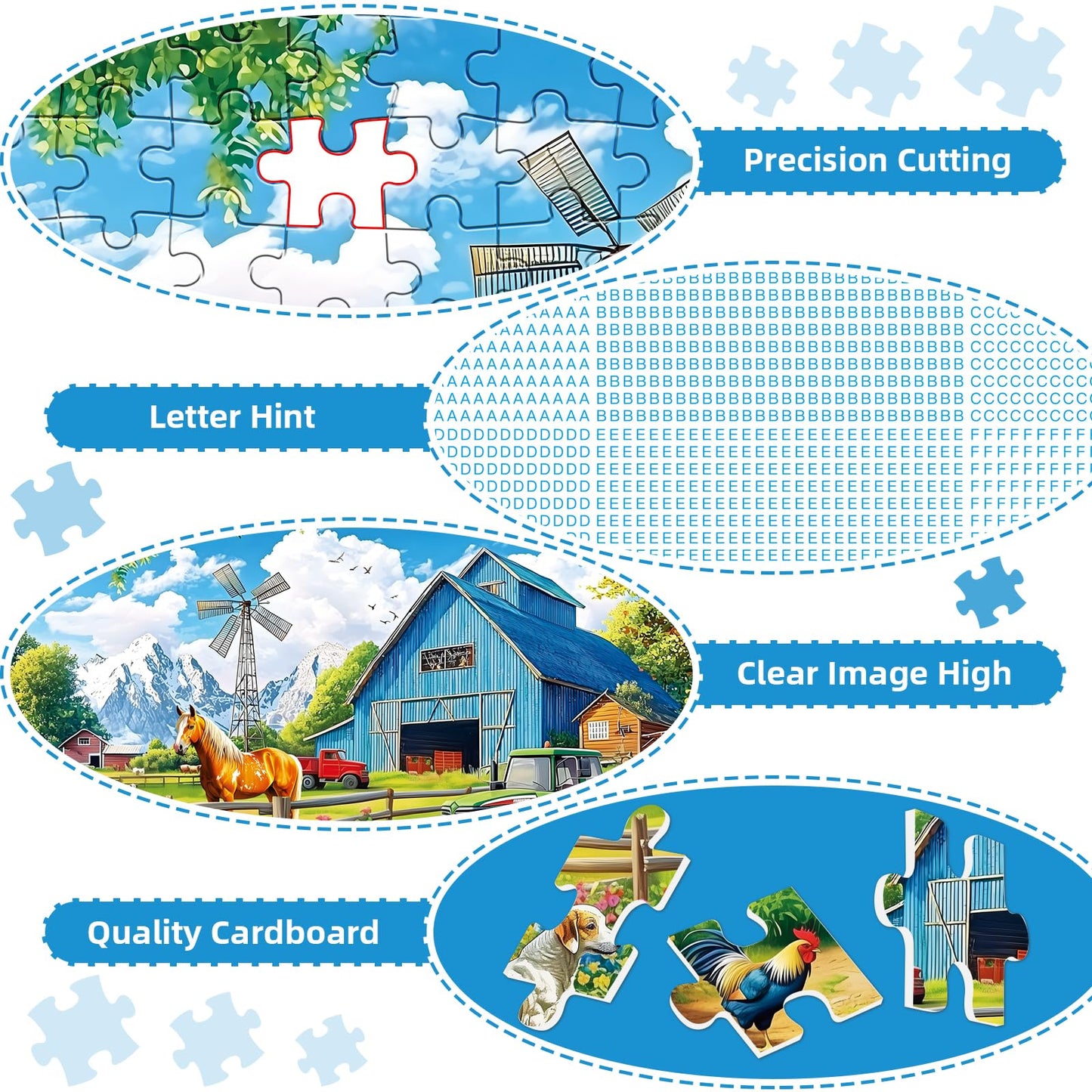 300 Pieces Puzzles for mature-themeds Farm Animals Puzzles for mature-themeds Large Piece Puzzle for Seniors Fun Horse Jigsaw Puzzles Puzzle for Kids Ages 8-10 Challenging Family Game Holiday Party Gift 20.5 x 15 in