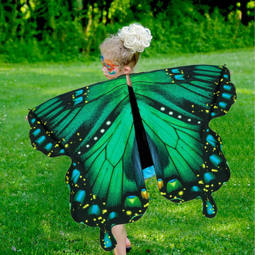 Rektak Butterfly Wings For Girls, Butterfly Costume For Halloween Party Kids Fairy Wing With Mask And Headband(Green)
