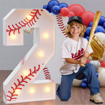 Marquee Numbers Baseball Birthday Decorations: 3Ft Large Party Decor Boy 2Nd 12Th Big Light Up Cardboard Number 2