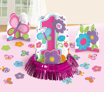 American Greetings Sweet Girl 1st Birthday Table Decorating Kit, Multi Sizes, Multicolor