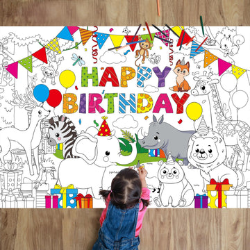 Naozinebi Safari Animals Party Coloring Poster For Kids Giant Coloring Poster Large Jungle Animals Coloring Tablecloth Jumbo Col