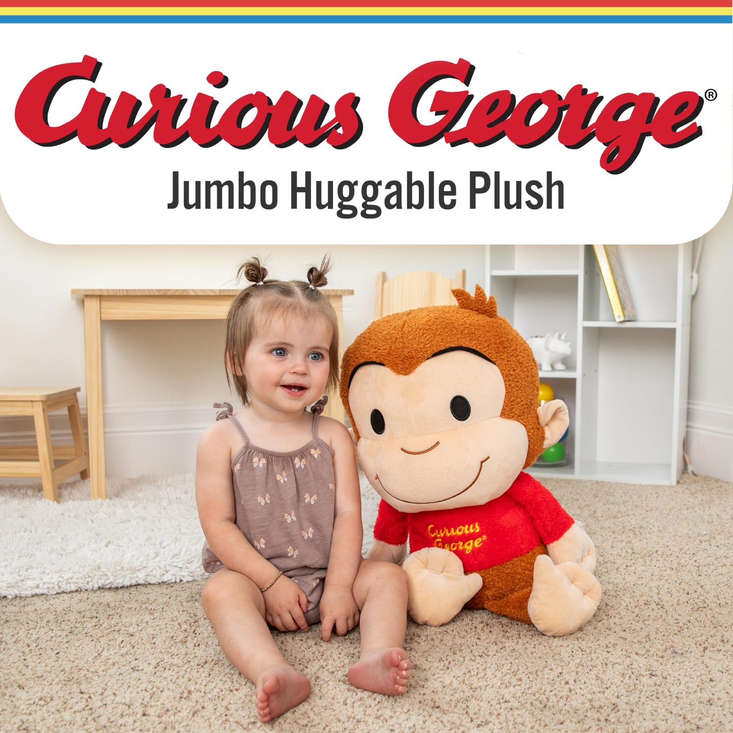 KIDS PREFERRED Curious George Cuteeze Stuffed Animal Plush Toy Monkey - Cute Cuddle Plushie Gift for Baby and Toddler Boys and G