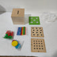 4 in 1 Montessori Play Kit Box - Cotton Swab Board  Coin Box  Carrot Harvest Game  Matchstick Color Drop Game Montessori Toys for Babies 6-12 Months  1 Year  2 Year