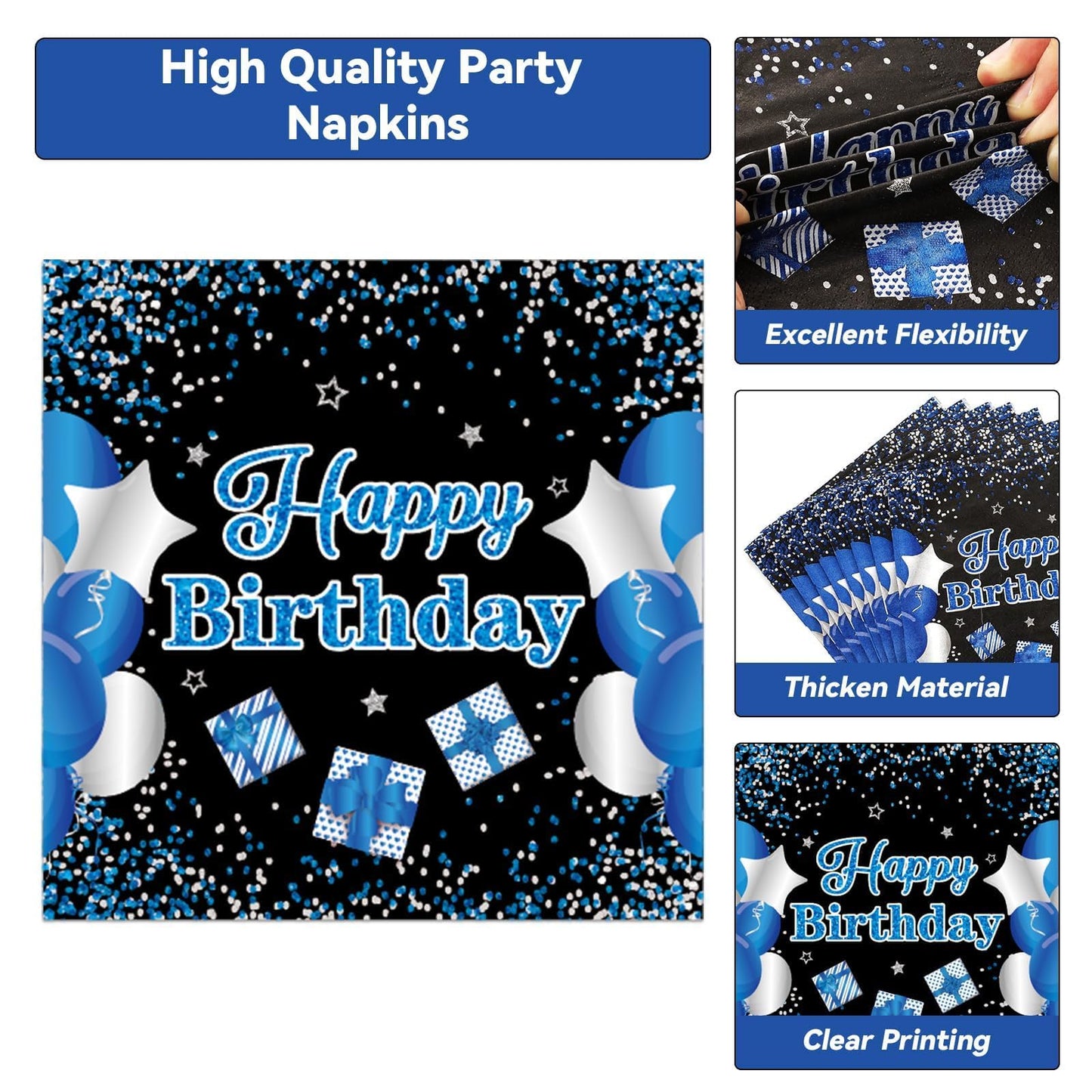 100 Pcs 13Th Birthday Decorations For Boys Official Teen 13Th Supplies Plates Napkins Forks Set Disposable Blue 13Th Birthday Ta