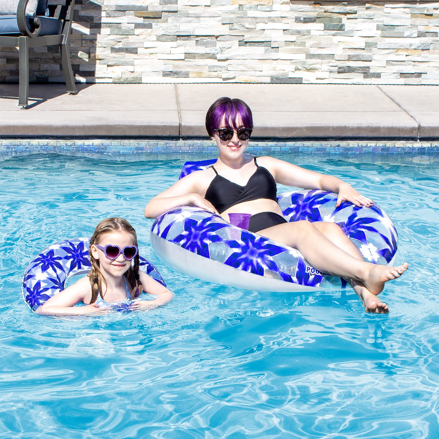 Poolmaster Mommy And Me Inflatable Baby Pool Float And Swimming Pool Lounge, 2 Piece Set, Blue