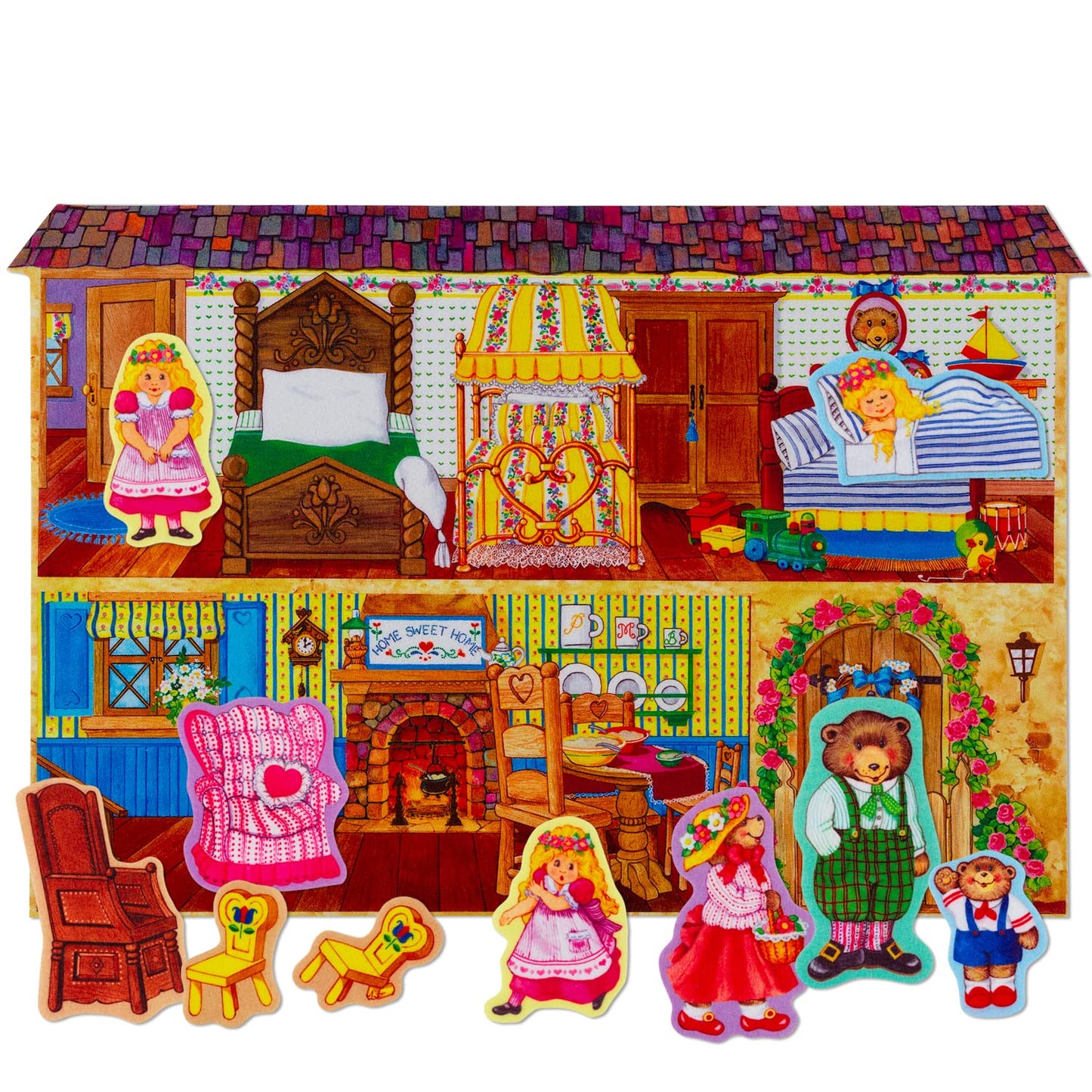 Little Folk Visuals Goldilocks & The Three Bears Felt Board Figures Set, 10 Pieces, Multicolor, Model LFV22011