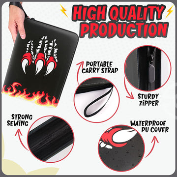 Card Binder 4-Pockets, 400 Pockets Card Holder With 50 Removable Sleeves, Trading Card Collector Zipper Album Holder, Black
