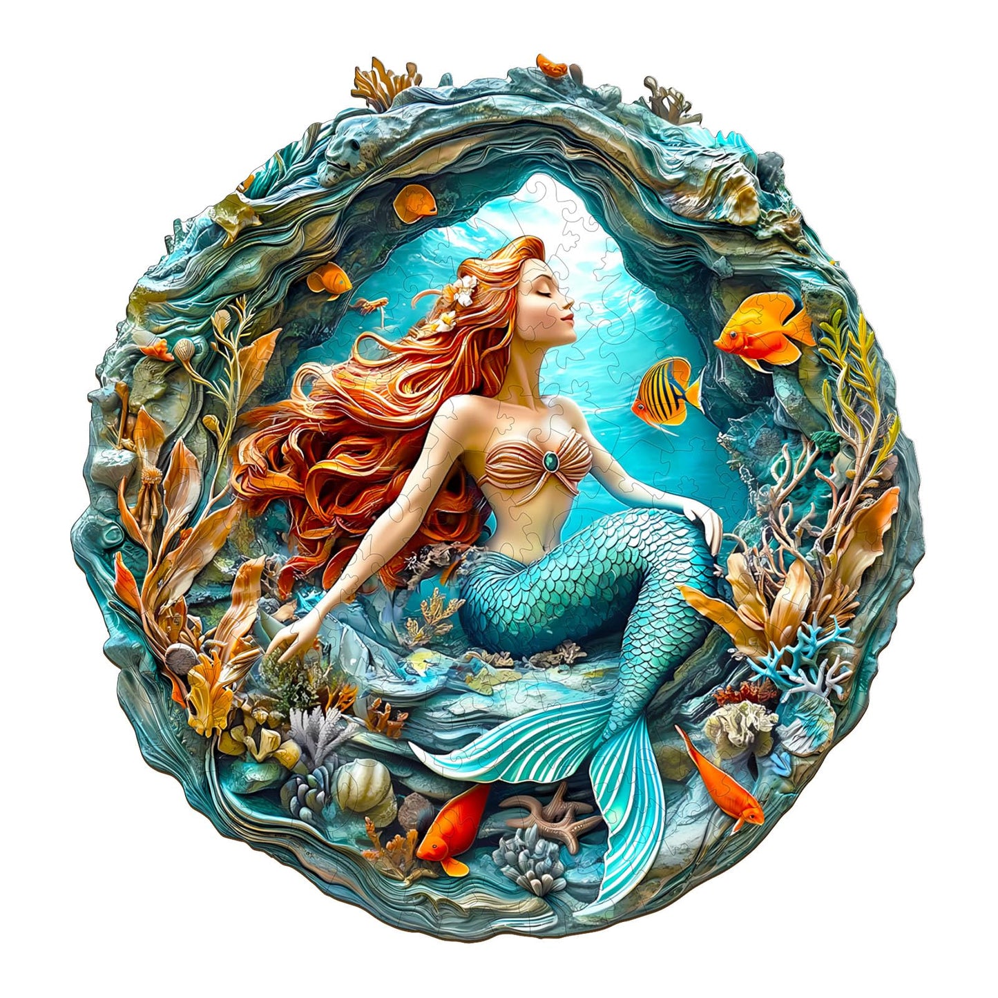 KAAYEE Wooden Puzzles for mature-themeds  200 Pieces Wooden Jigsaw Mermaid Puzzles for mature-themed Wood Puzzle Gifts for Children Teen Kids Home Decor Mermaid Puzzles(11.4 * 11.4in)