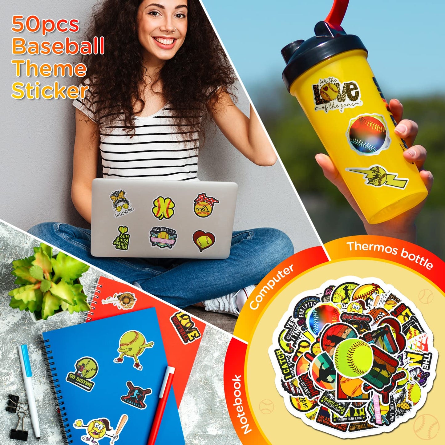 74PCS Softball Party Favors Gifts Softball Charm Bracelets Softball Stress Ball Softball Stickers Softball Adjustable Wristbands