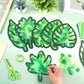 Qyeahkj 36 Set Summer Suncatchers Crafts for Kids DIY Hawaiian Palm Leaves Window Tissue Paper Crafts Kit Green Leaf Hanging Dec