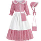 Aoiviss Girls Pioneer Costume Floral Colonial Prairie Dress for Little Kids with Apron and Bonnet, Pink