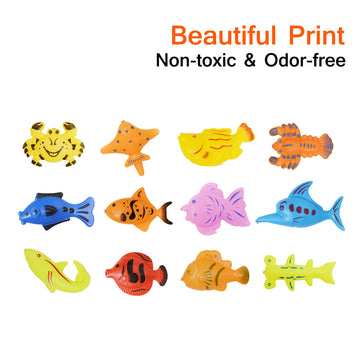 Bath Toy,39 Piece Magnetic Fishing Toy,Original Color Waterproof Floating Fishing Play Set In Bathtub Pool Bathtime Learning Education Toys For Boys Girls Toddlers,Fishing Game For Kids Party Favors