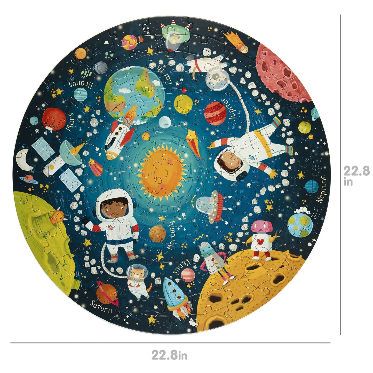 boppi Space Round Jigsaw Puzzle - 150 Pieces Solar System for Kids 5-8 Years - 58cm Diameter, 100% Recycled Card