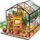 Robotime Diy Miniature House Kit Mini Green House Tiny Dollhouse Wooden Furniture Kit With Led Halloween/Christmas/Birthday Gifts For Adults (Cathy'S Greenhouse)