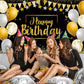 Tatuo Happy Birthday Decorations Backdrop Banner, Glitter Birthday Backdrop Sign Poster Party Supplies Photo Background for Men