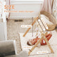 Little Dove Baby Play Gym Wooden Baby Gym With 6 Toys Foldable Play Gym Frame Activity Gym Hanging Bar, Baby Toy Natural Wood Play Gym Baby Exercise Activity Gym Hanging Bar Newborn Baby Gift