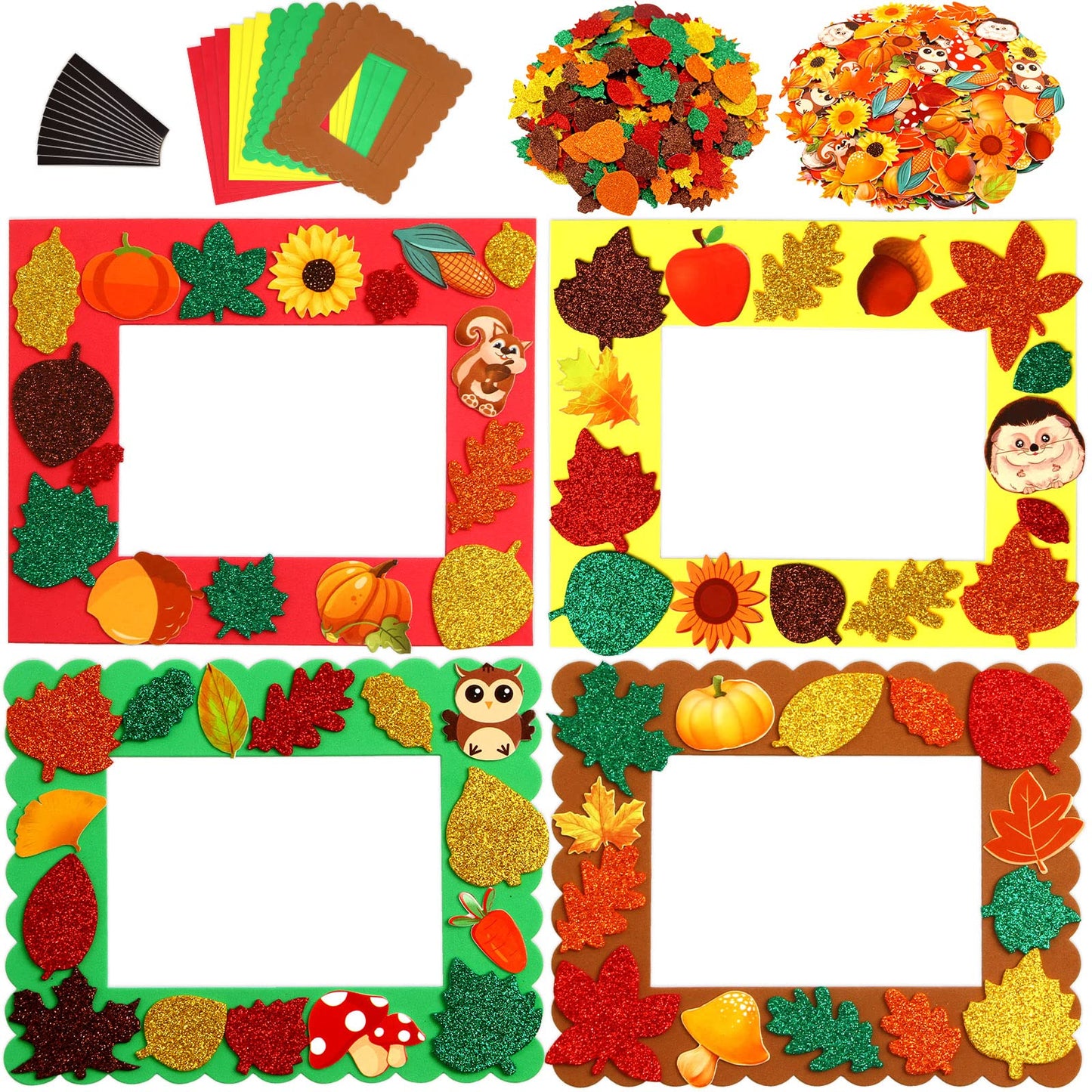 Fall Crafts for Kids Autumn Picture Frame Craft Kits Foam Crafts for Thanksgiving Toddlers Seasonal Decorations 12 Sets
