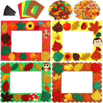 Fall Crafts for Kids Autumn Picture Frame Craft Kits Foam Crafts for Thanksgiving Toddlers Seasonal Decorations 12 Sets